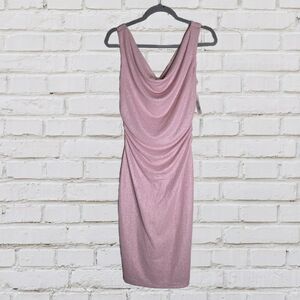 Kensie Stretchy Shimmer Cowl Neck Shields Mini Dress • Pink 1️⃣